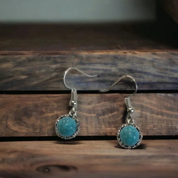 Turquoise Stone Boho Earrings - Picture 2 of 6